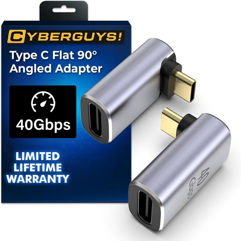 Cyberguys USB-C Right Angle Adapter 2-Pack – 240W PD, 40Gbps USB4 Extender, 8K Video