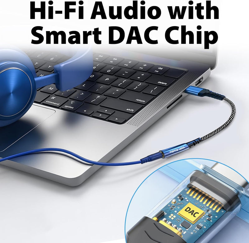 Cyberguys USB-C to 3.5mm Audio Adapter – Hi-Fi DAC Headphone Jack Dongle w/Mic
