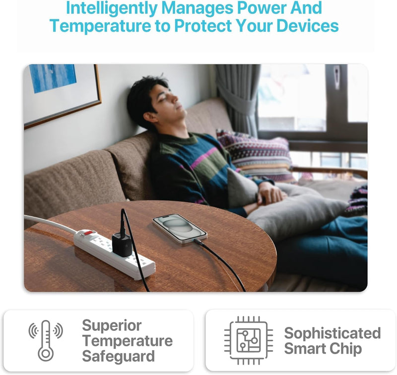 BLACK+DECKER 38W PD Wall Charger – Dual Port USB-C & USB Fast Charging Block