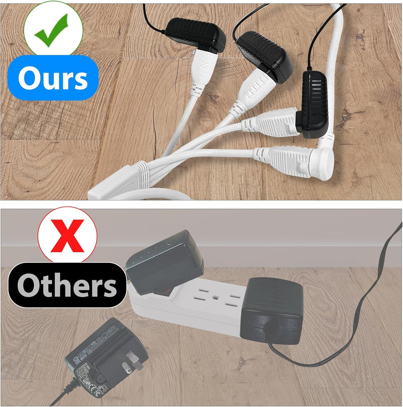 4 Way Power Splitter Extension Cord – 4 Outlet Short Extension, UL Listed 1.5FT, 16 AWG, 2 Pack