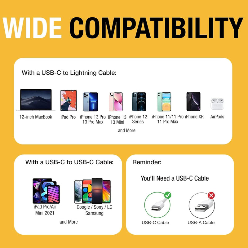 DEWALT Heavy Duty 30W USB-C Wall Charger – Fast PD Charger Block w/Foldable Plug