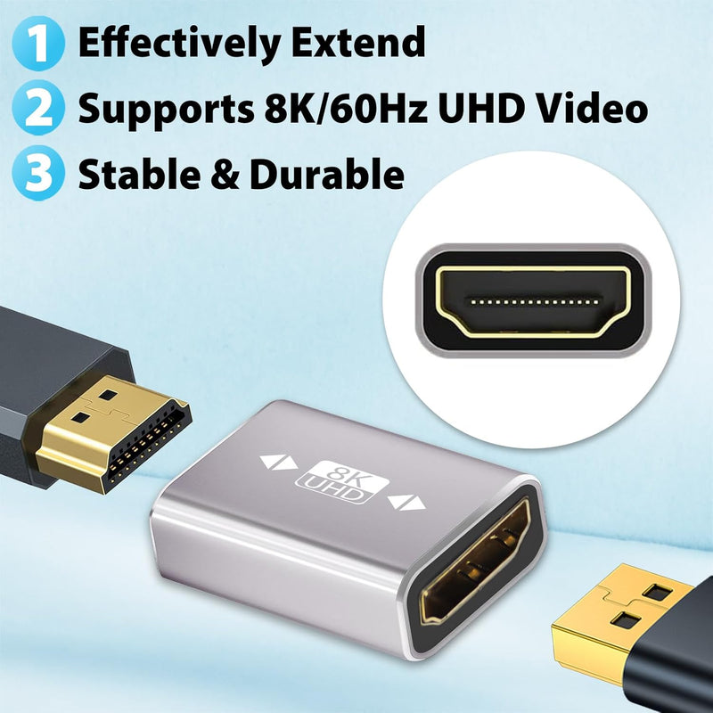 Cyberguys HDMI 2.1 Extender Coupler 2-Pack β 8K@60Hz UHD Female-to-Female Adapter
