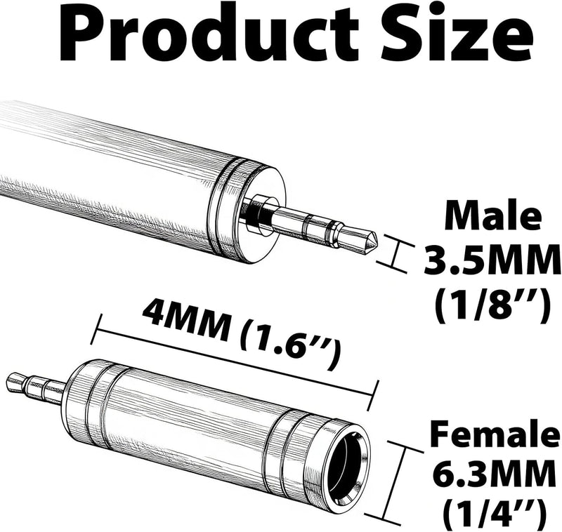 Cyberguys 2-Pack 3.5mm to 1/4 Adapter – Gold-Plated Stereo Jack Converter for Headphones & Amps