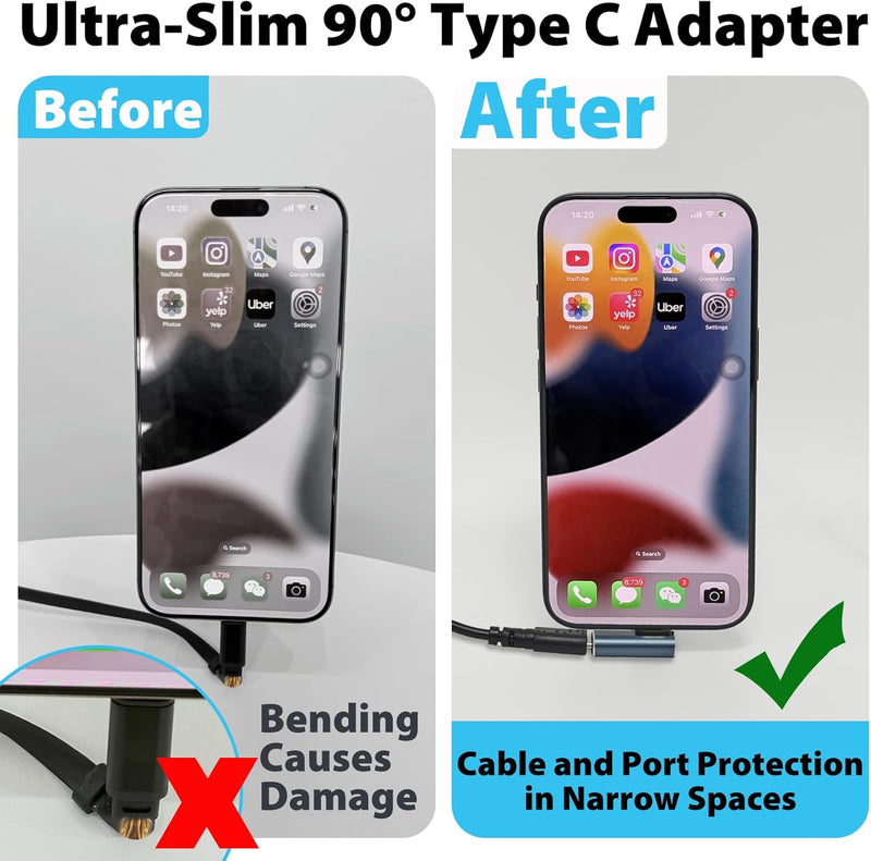 Cyberguys USB-C Right Angle Adapter 2-Pack – 240W PD, 40Gbps USB4, 8K Video Extender