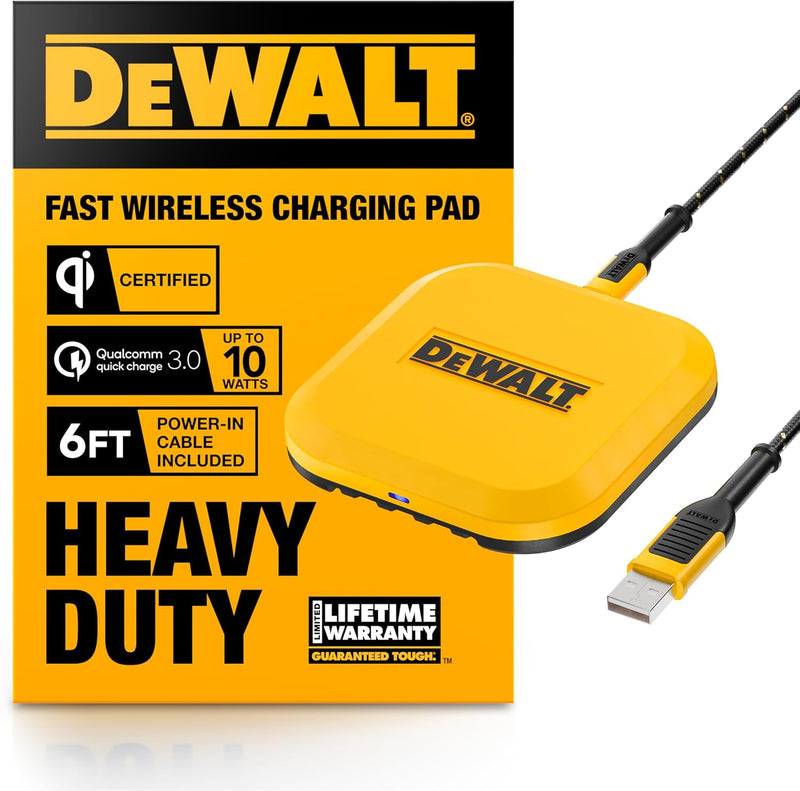 DEWALT Heavy Duty 10W Wireless Charging Pad – Fast Charger w/Cable