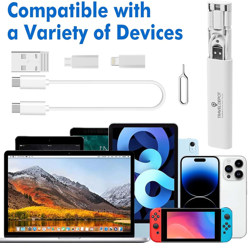 TRAVEL DEPOT Multi USB Charging Adapter Kit – 60W Cable Set w/Type-C, Micro USB & SIM Tool