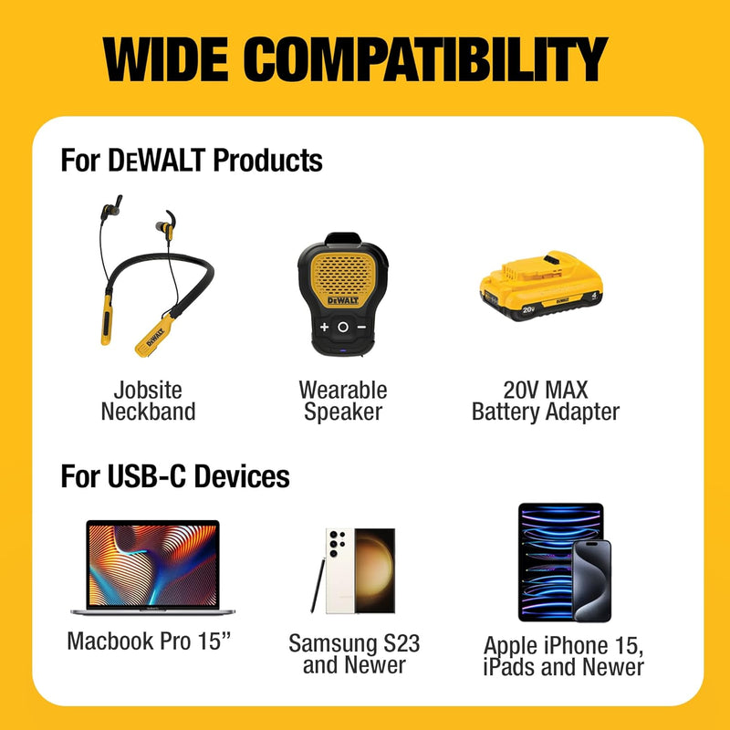 DEWALT Heavy Duty 120W USB-C Car Charger – Dual PD 3.0 PPS Fast Adapter