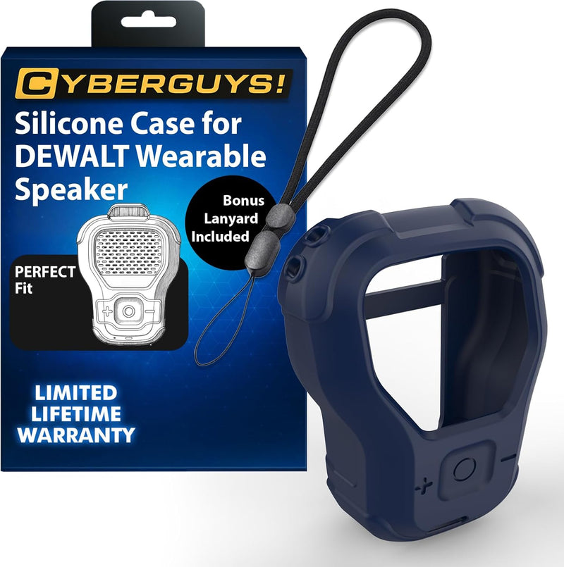 CYBERGUYS Shock-Proof Silicone Case for DEWALT Wearable Bluetooth Speaker β Slim, Non-Slip Sleeve w/Lanyard