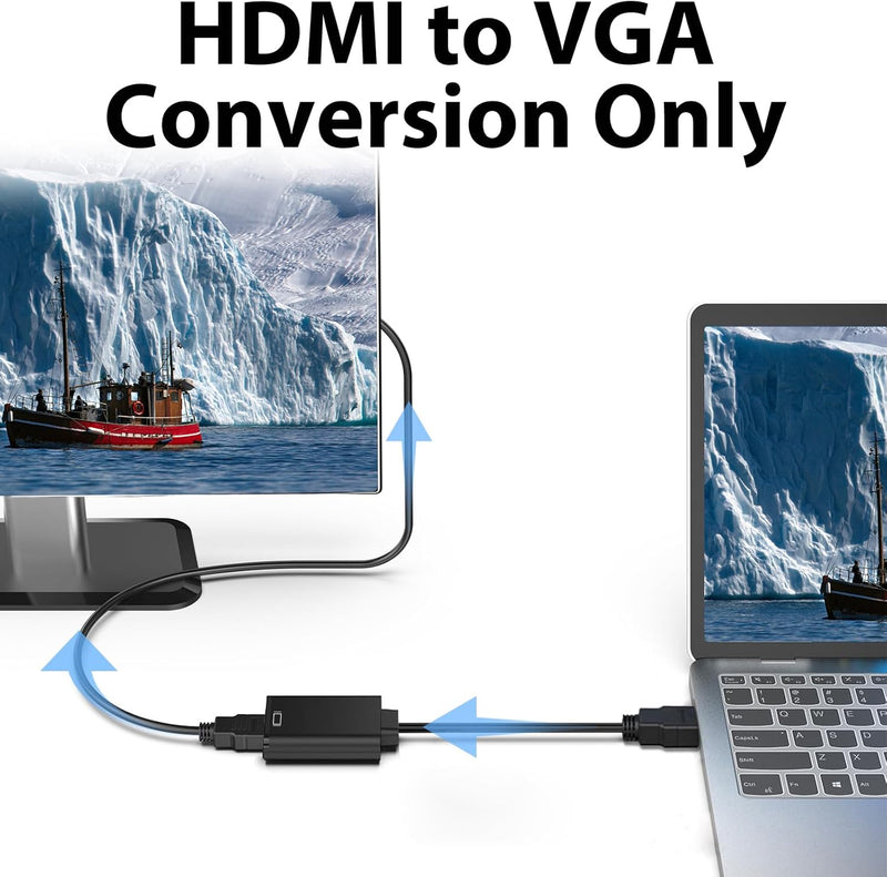 Cyberguys VGA to HDMI Adapter Cable – Female to Male Converter, 1080p Plug & Play