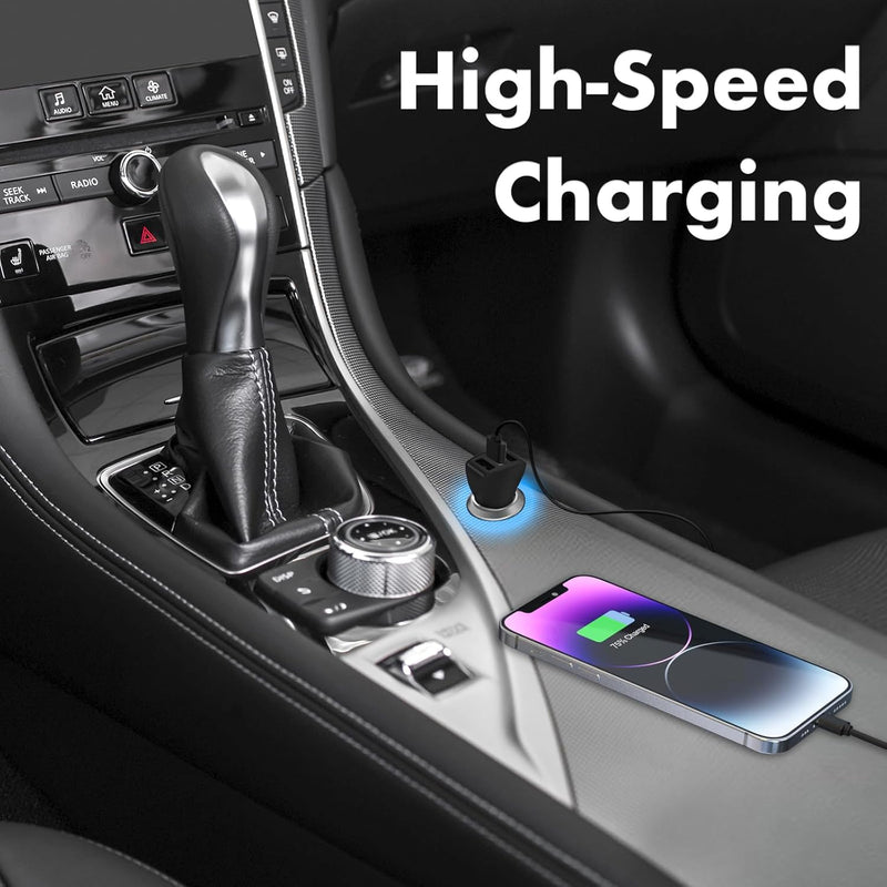 USB Car Charger – 24W 3-Port Fast Charging Adapter for iPhone, Samsung & More