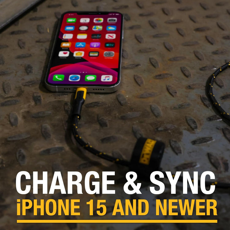 DEWALT 2-in-1 USB-C Cable (60W) – Type-C w/USB-A Adapter, Fast Charging