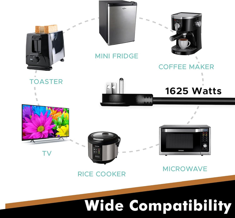 Flat Plug Extension Cord 3FT 3-Pack – Low Profile 45° Angled Power Adapter, UL Listed 16 AWG