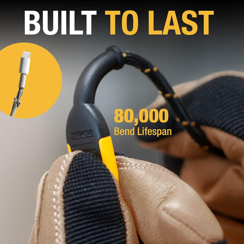 DEWALT Heavy Duty 60W USB-C Cable – Fast Charging Type-C to Type-C Jobsite Cord