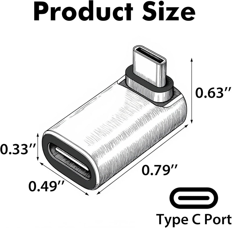 Cyberguys USB-C Right Angle Adapter 2-Pack – 240W PD, 40Gbps USB4 Extender, 8K Video