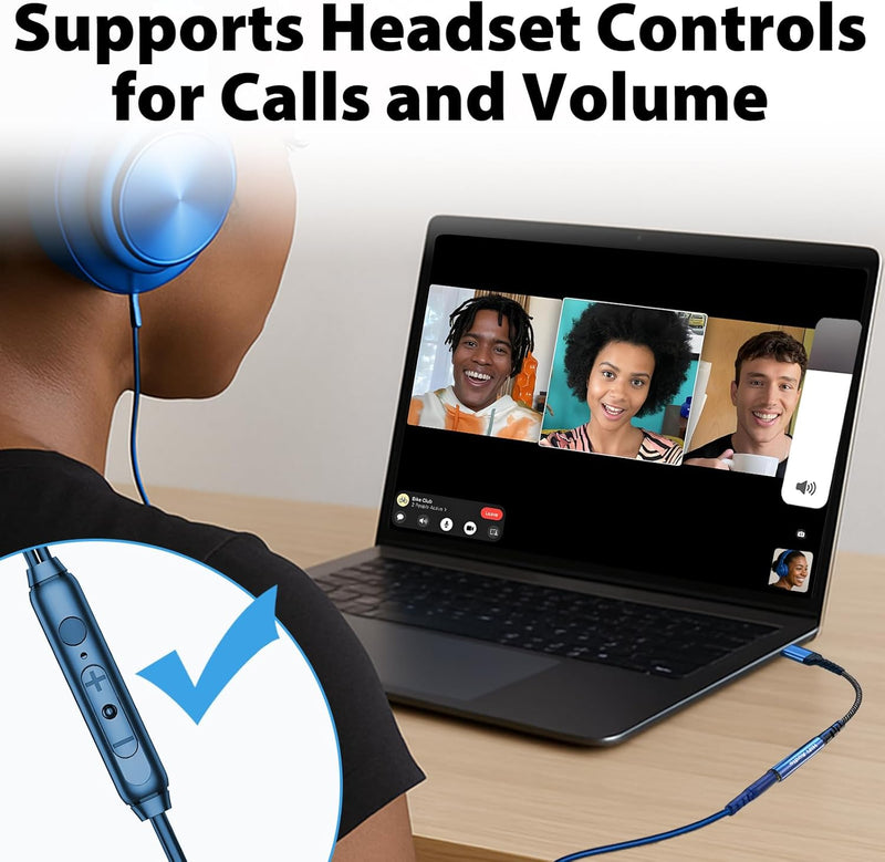 Cyberguys USB-C to 3.5mm Audio Adapter – Hi-Fi DAC Headphone Jack Dongle w/Mic