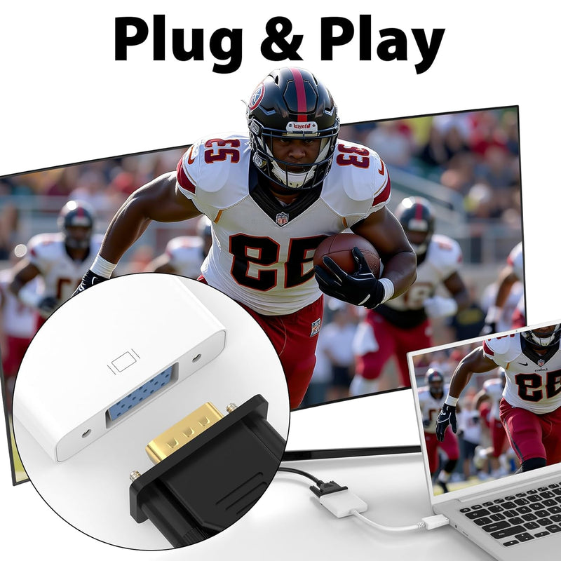 Cyberguys DisplayPort (DP) to VGA Cable Adapter ā 1080P DP Male to VGA Female Converter for Monitor Projector HDTV ā Gold-Plated, Secure-Latch Display Port Connector ā 1/2/5 Pack for Laptop PC Desktop