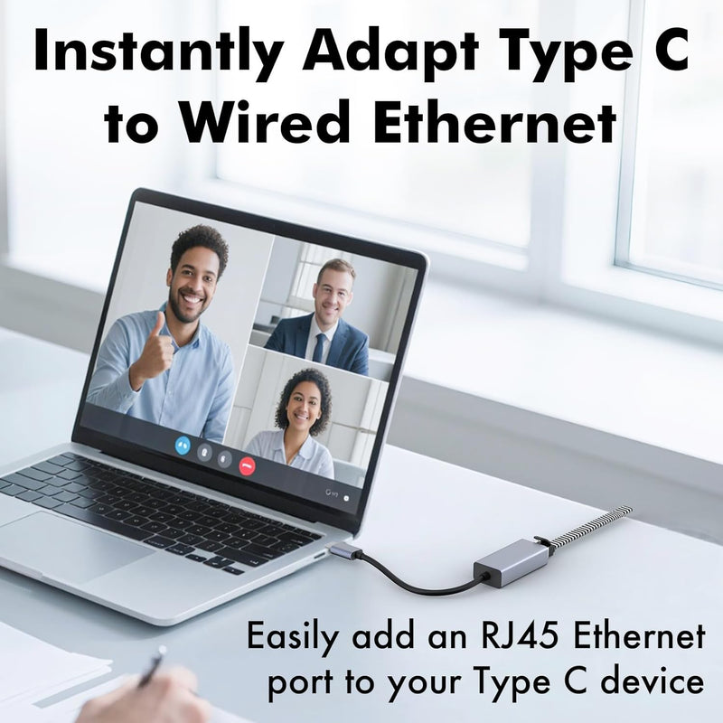 Cyberguys USB C to Ethernet Adapter – 1Gbps Gigabit RJ45 LAN Network Dongle