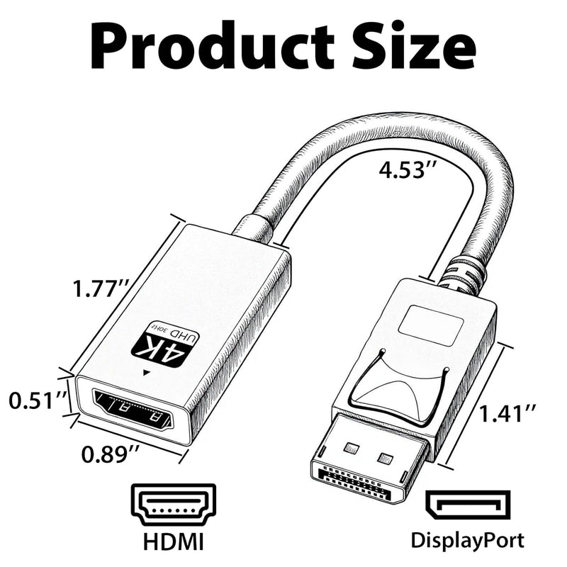 Cyberguys DisplayPort to HDMI Adapter Cable ā 4K DP to HDMI Converter, Gold-Plated, Secure-Latch Connector, Compatible with Dell, HP, Lenovo, ASUS Laptops to Monitor/TV