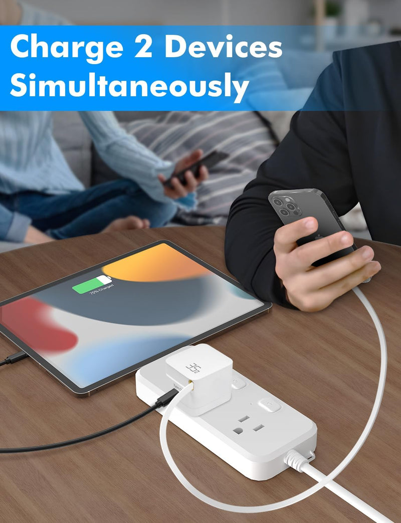 USB-C Retractable Charger – 35W GaN PD Wall Charger with Built-in Cable, Fast Portable Adapter for iPhone, iPad, Galaxy, Pixel