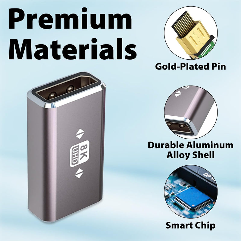 Cyberguys DisplayPort Coupler 2-Pack β 8K@60Hz DP Female to Female Extension Adapter