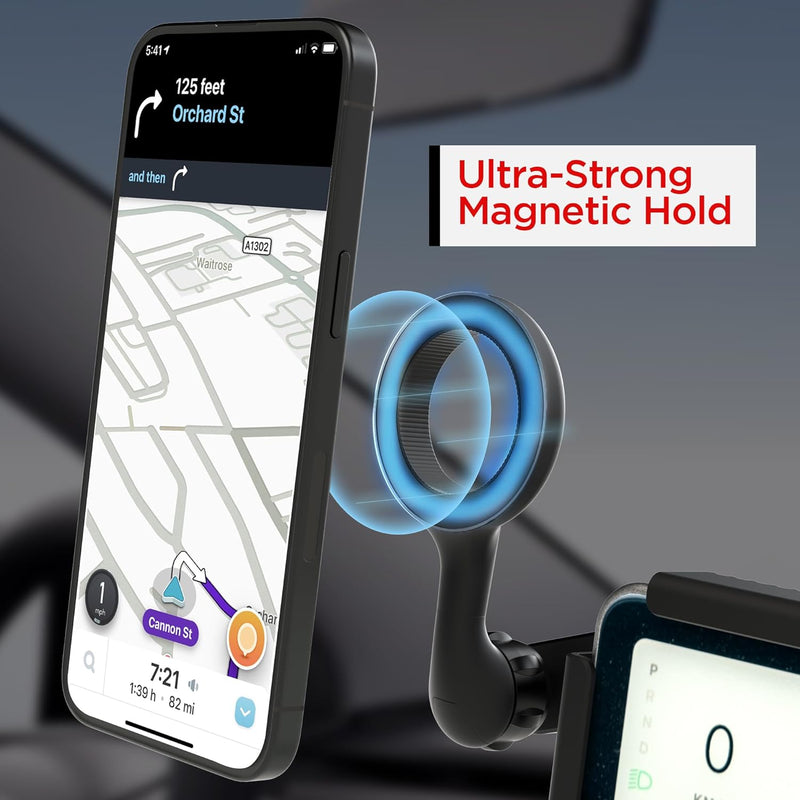 Magnetic Tesla Phone Mount – MagSafe Monitor Holder for Model 3/Y/S/X (2022+), Black