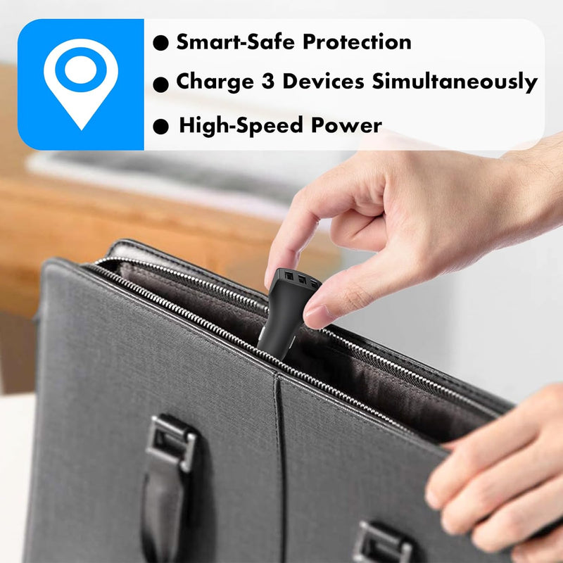 USB Car Charger – 24W 3-Port Fast Charging Adapter for iPhone, Samsung & More