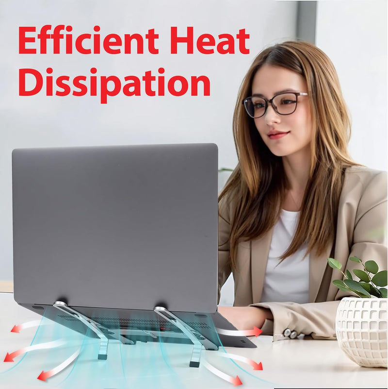 Travel Depot Portable Laptop Stand – Foldable 6-Level Adjustable Riser for Desk & Travel