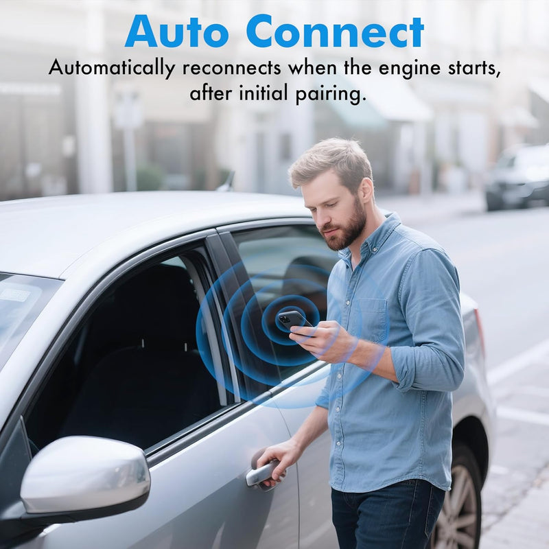 TRAVEL DEPOT Wireless CarPlay Adapter – Plug & Play Bluetooth Dongle Converts Wired to Wireless Apple CarPlay, Fast Auto Connect, Works w/800+ Car Models