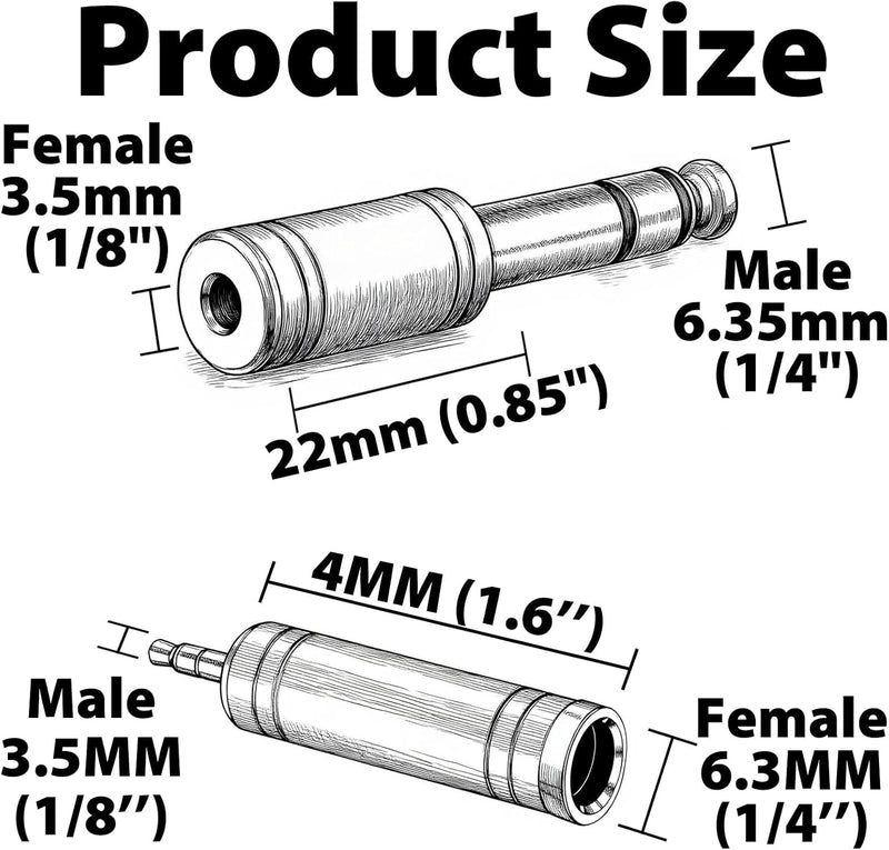 Cyberguys 2-Pack Headphone Adapter Kit – 3.5mm to 1/4 & 1/4 to 3.5mm Audio Converters