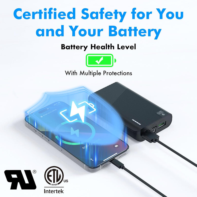 3-Port 6000mAh Portable Power Bank β Fast USB-C Charger with Flashlight for iPhone & Android