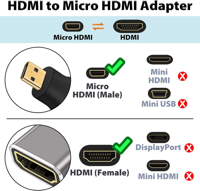 Cyberguys Micro HDMI to HDMI Adapter 2-Pack β 8K UHD Gold-Plated High-Speed Converter