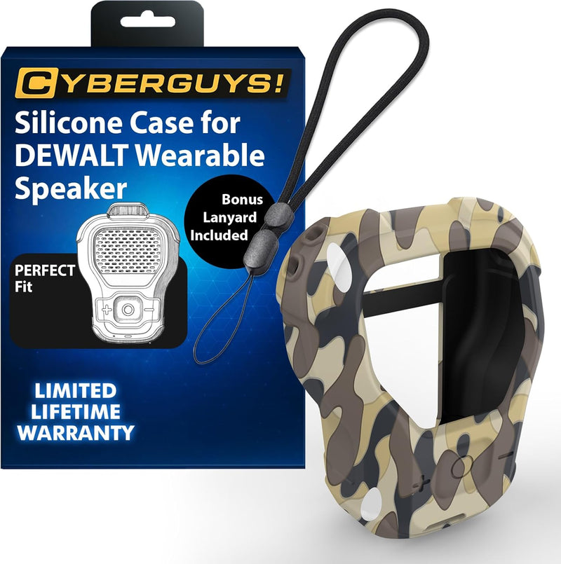 CYBERGUYS Shock-Proof Silicone Case for DEWALT Wearable Bluetooth Speaker β Slim, Non-Slip Sleeve w/Lanyard
