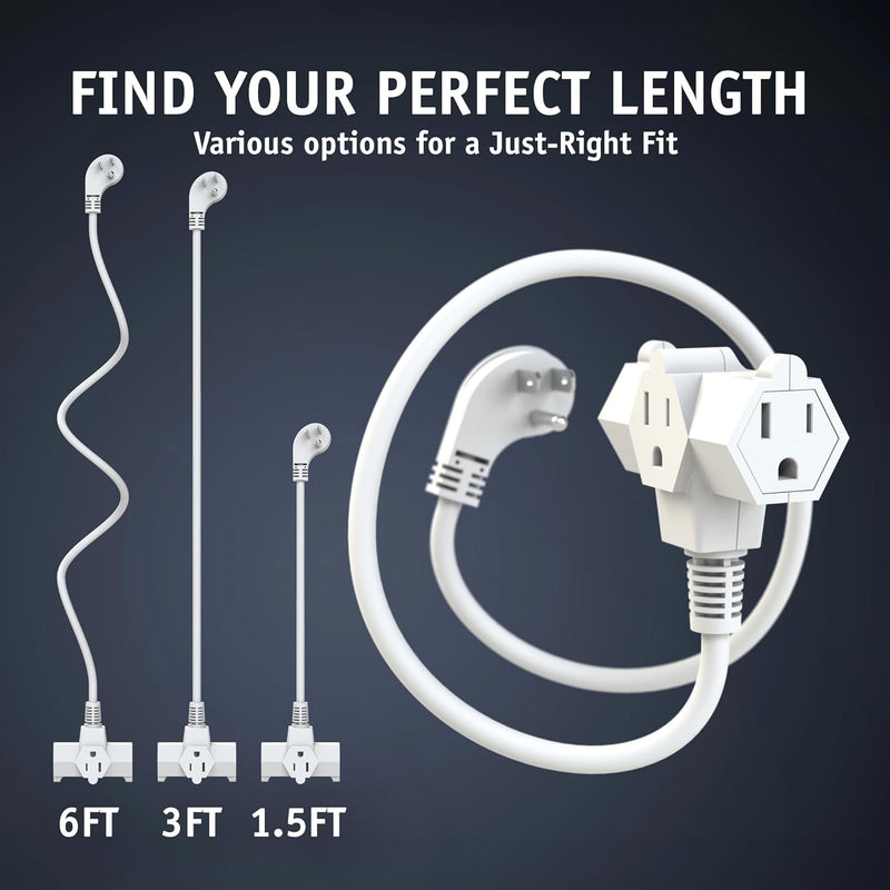 Hammerhead 3-Outlet Extension Cord – ETL Listed Plug Splitter for Home & Entertainment Centers
