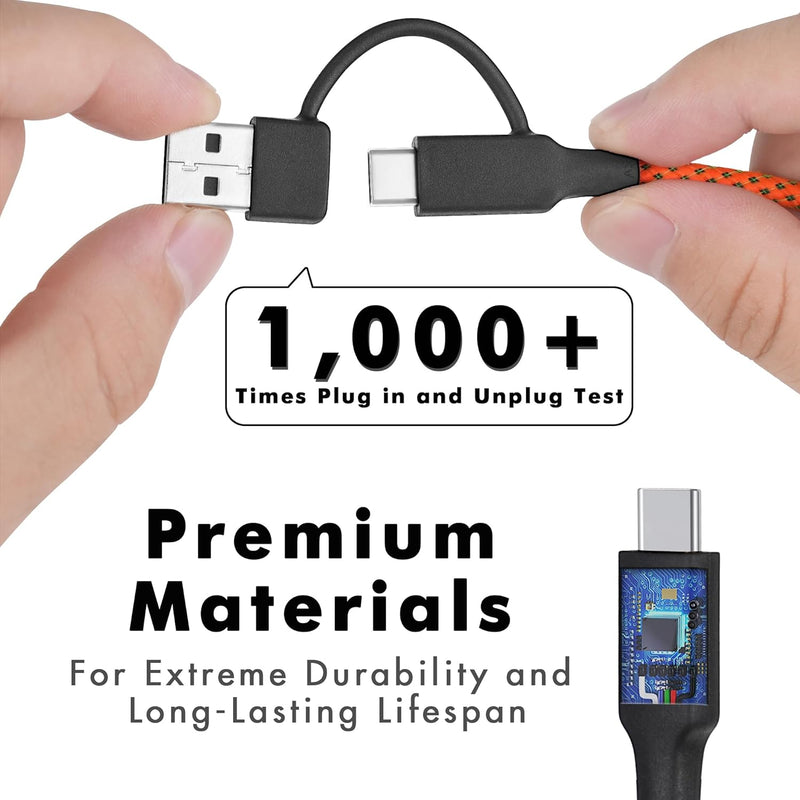 TRAVEL DEPOT 2-Pack Multi Charging Cable – 3ft Ombre Braided 2-in-1 USB Cord with Type-C & USB Connectors for iPhone & Galaxy