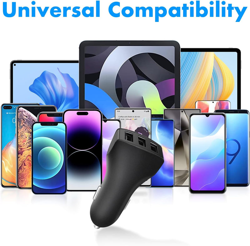 USB Car Charger – 24W 3-Port Fast Charging Adapter for iPhone, Samsung & More