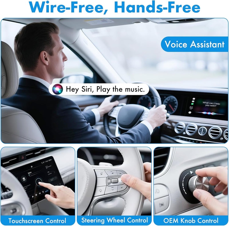 TRAVEL DEPOT Wireless CarPlay Adapter – Plug & Play Bluetooth Dongle Converts Wired to Wireless Apple CarPlay, Fast Auto Connect, Works w/800+ Car Models