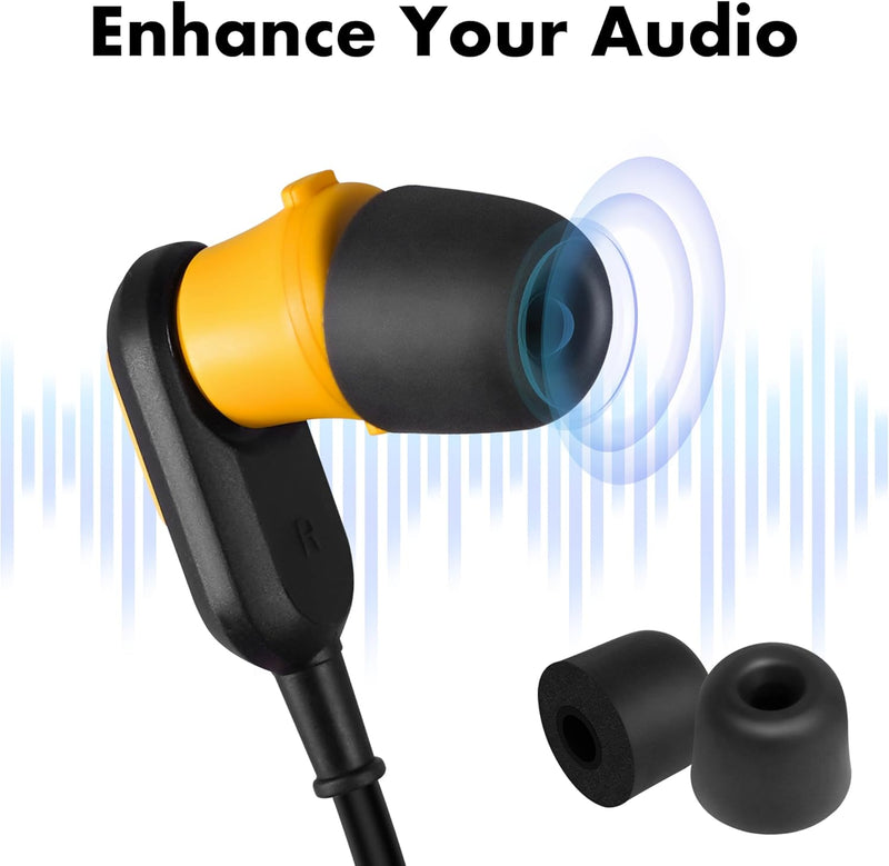 CYBERGUYS Custom-Fit Memory Foam Ear Tips – Noise-Isolating 3-Pair Replacement for DEWALT Earbuds (5.0–5.2 mm) + Storage Box