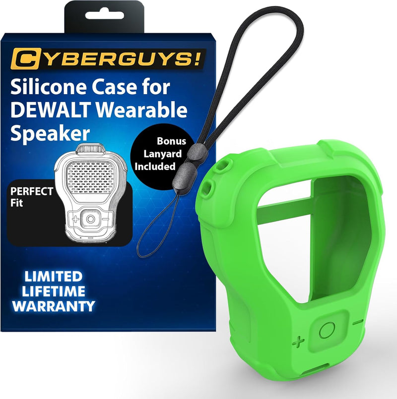 CYBERGUYS Shock-Proof Silicone Case for DEWALT Wearable Bluetooth Speaker β Slim, Non-Slip Sleeve w/Lanyard
