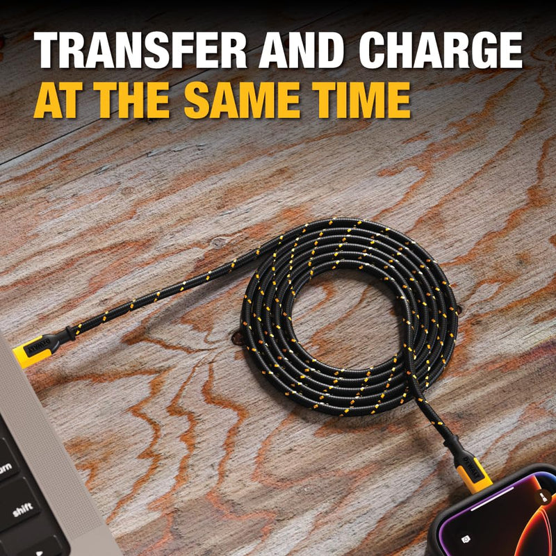 DEWALT Heavy Duty USB-C Cable 3-Pack (6ft) – 60W PD Fast Charging Type-C to Type-C for iPhone, MacBook, iPad & Samsung