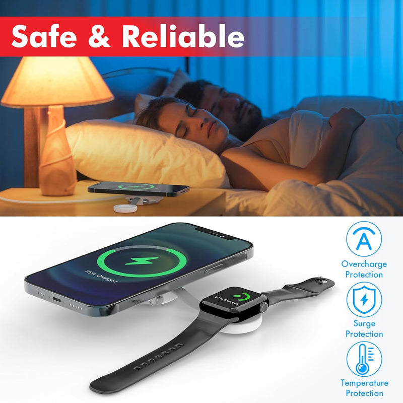 2-in-1 MagSafe-Compatible Travel Wireless Charger – 15W Magnetic Duo for iPhone, AirPods, Watch