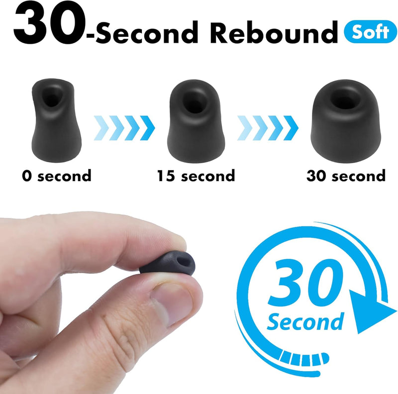 CYBERGUYS Custom-Fit Memory Foam Ear Tips – Noise-Isolating 3-Pair Replacement for DEWALT Earbuds (5.0–5.2 mm) + Storage Box