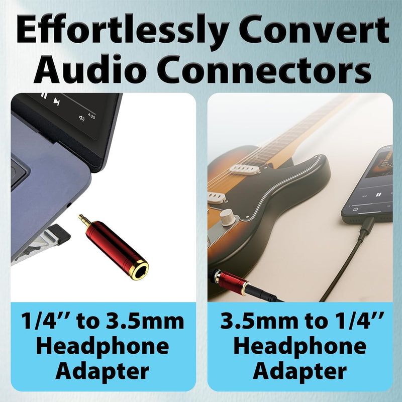 Cyberguys 2-Pack Headphone Adapter Kit – 3.5mm to 1/4 & 1/4 to 3.5mm Audio Converters