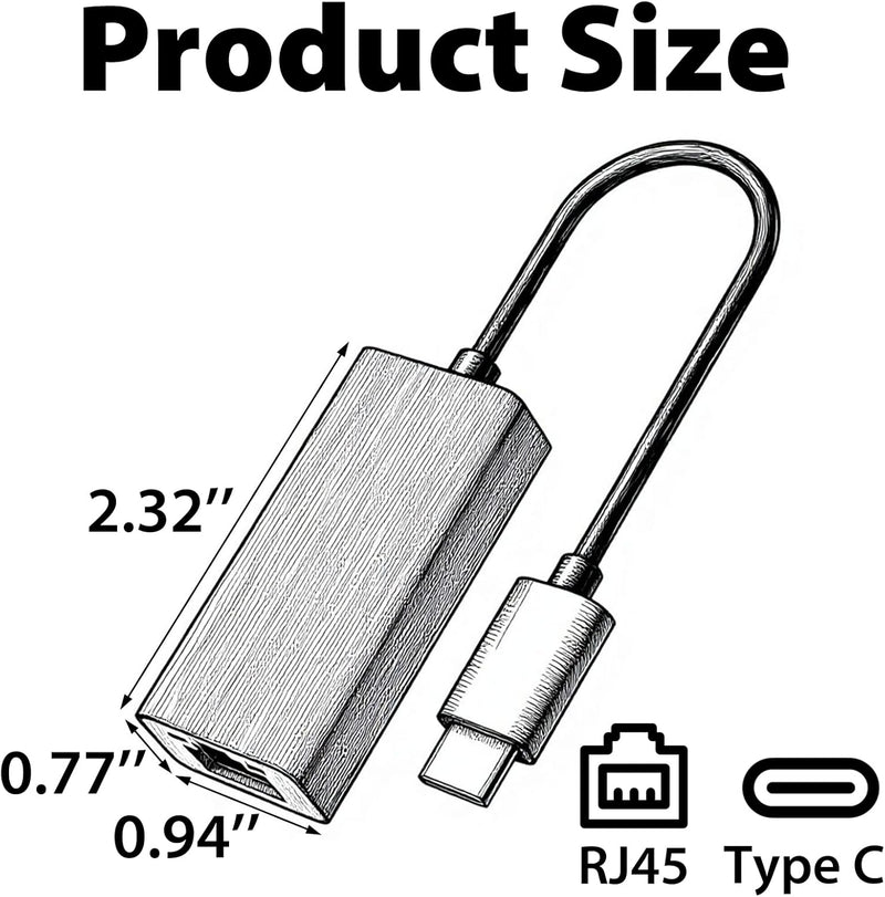 Cyberguys USB C to Ethernet Adapter – 1Gbps Gigabit RJ45 LAN Network Dongle