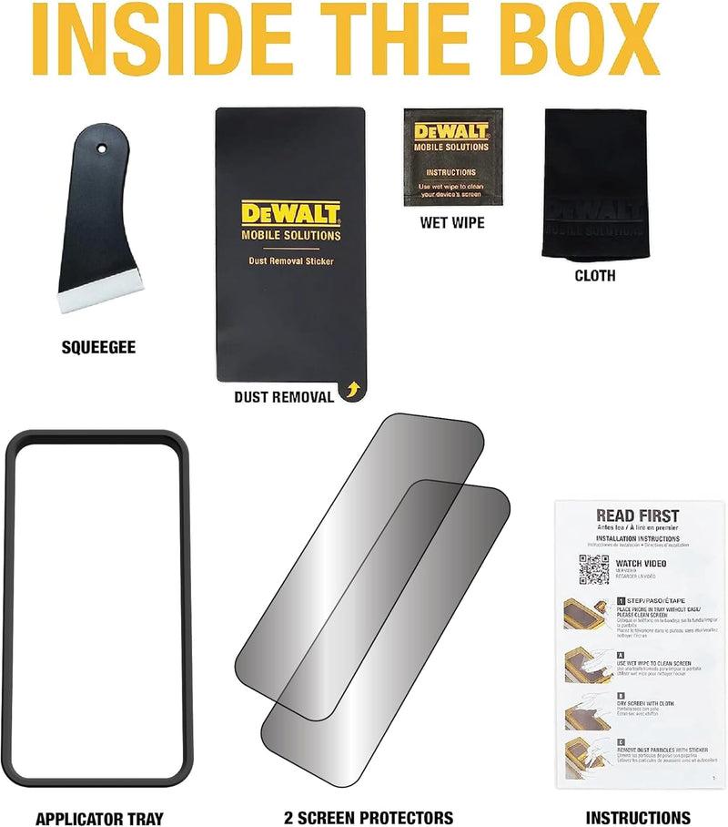 DEWALT iPhone Privacy Screen Protector 2-Pack – Anti Spy Tempered Glass
