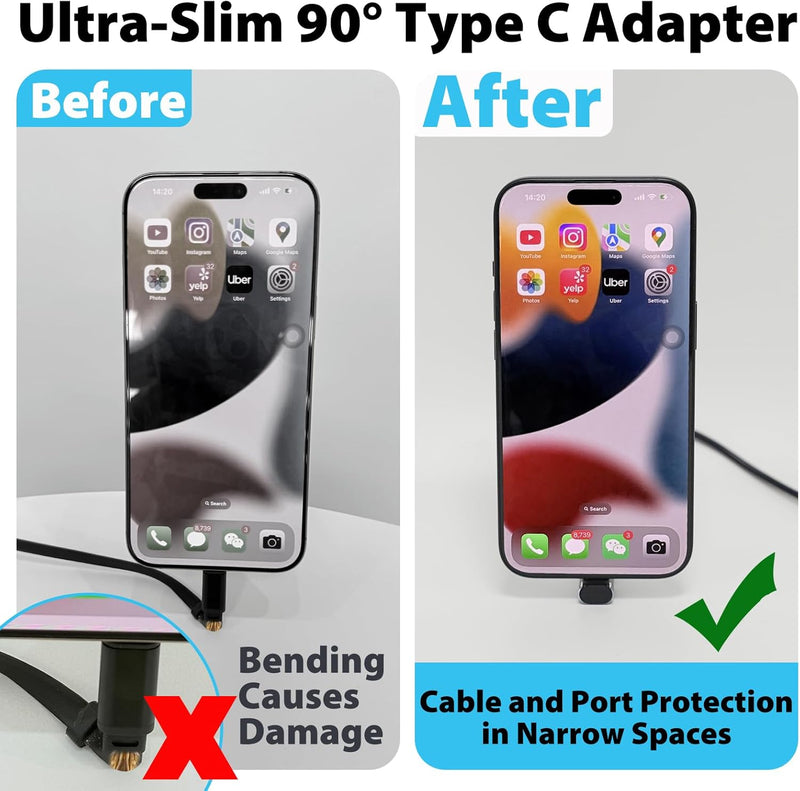 Cyberguys USB-C Right Angle Adapter 2-Pack – 240W PD, 40Gbps USB4 Extender, 8K Video