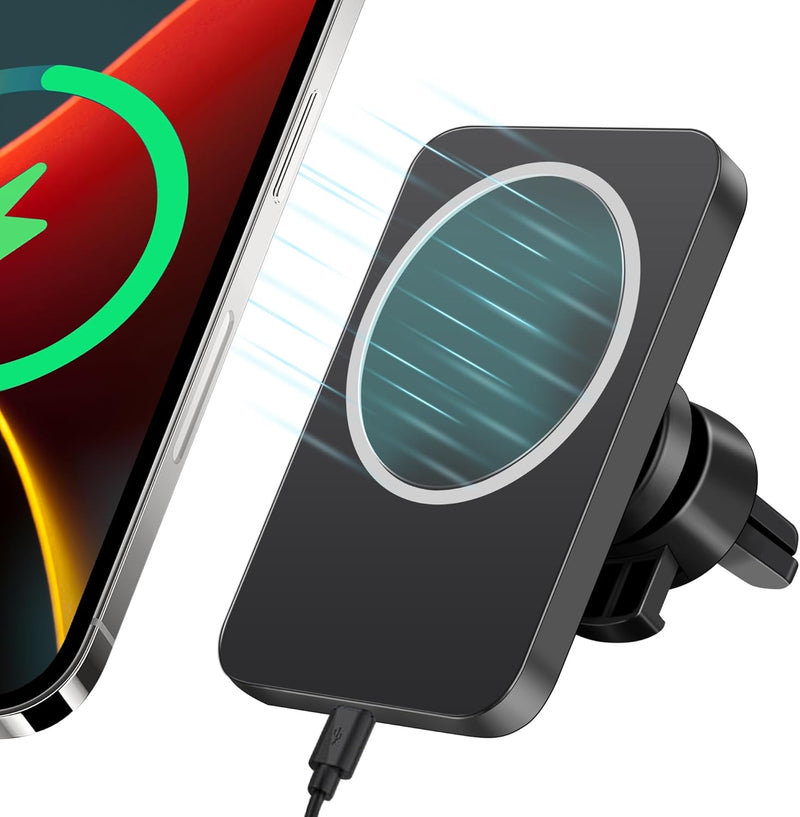 15W MagSafe Car Mount Charger β Magnetic Wireless Phone Holder Vent Mount for iPhone 16/15/14/13/12 Pro Max