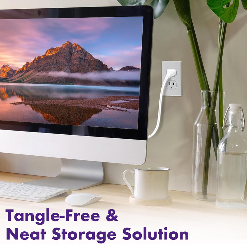 2 Pack 2-Prong TV Power Cord 3FT – UL Certified AC Replacement Cable for Samsung, Sony, PS5, Xbox, White