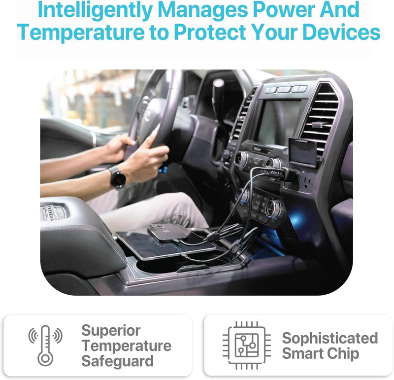 BLACK+DECKER 38W USB-C Car Charger – Dual Port PD/QC Fast Charging Adapter for iPhone, Samsung, Pixel, iPad & More