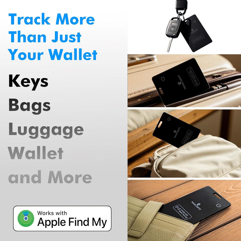 Travel Depot Slim Wallet Tracker Card β Find My Compatible, Wireless Charging, 6-Month Battery