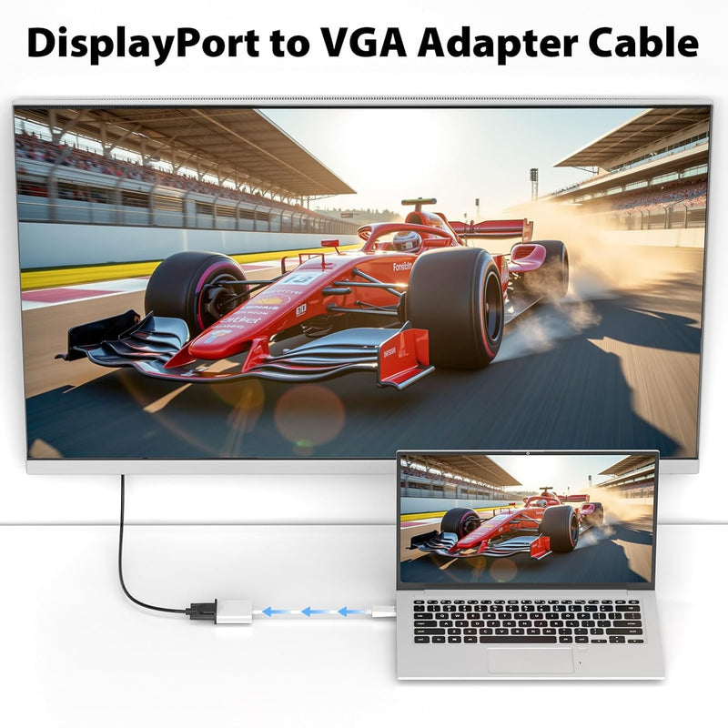 Cyberguys DisplayPort (DP) to VGA Cable Adapter ā 1080P DP Male to VGA Female Converter for Monitor Projector HDTV ā Gold-Plated, Secure-Latch Display Port Connector ā 1/2/5 Pack for Laptop PC Desktop